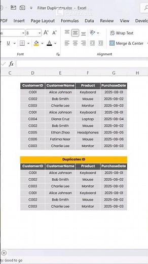 Filter Duplicate Rows Based on a Key Column. #ExcelTips #ShortsTutorial #DataCleaning