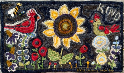 Primitive Hooked Rug Hooking Pattern Cardinals Bee Sunflowers Floral (not the Rug!) Digital Pdf File Download to Your Computer - Etsy