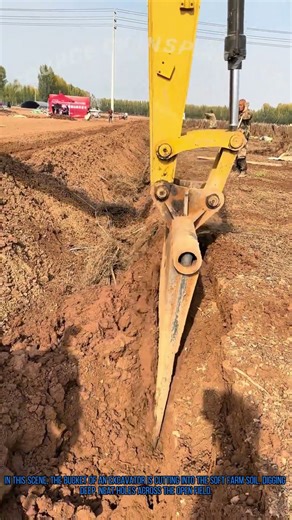 Excavator Digging Holes for Yam Planting on Farm Site
