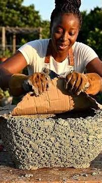 Don't Throw Away Your Cardboard! Make This Stunning Stone Planter Instead 📦🪨 #diy #upcycle