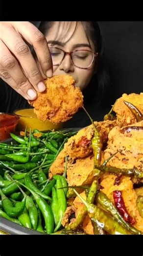 ASMR: Eating Pakoda Eating Challenge 😍😋 Mirchi,Pyaj,saag,gobi different pakoda Mukbang