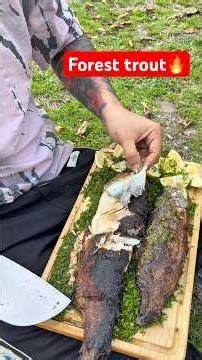Cooking Trout Over Open Fire in the Forest 🔥🌲 (Unbelievable Result!