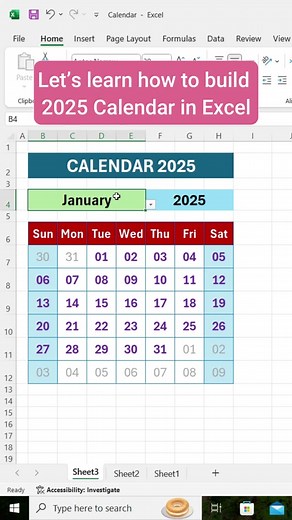 Develop dynamic calendar 2025 to plan tasks timely #excel #excrltips #exceltutorial #excelstacks #learnexcelontiktok #excelhelp #productivityhacks #spreadsheet #microsoftexceltutorial #fyp #fypage #fypppppppppppppp