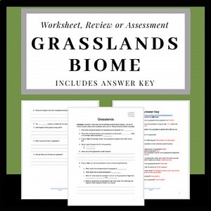 Grasslands Biome: Warm Up/Exit Ticket, Worksheet or Assessment