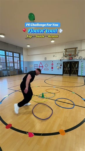 Keep it up while you stack… sounds easy right? 😅🎯 #teacher #physicaleducation #fypシ #keepitup