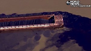 SUNKEN COAL: First responders are at the scene on the Monongahela River in Pennsylvania after authorities say more than a dozen barges loaded with coal have broken loose, with coal seen spilling into the body of water as two of the barges sunk. https://bit.ly/2LrBnck | ABC World News Tonight with David Muir