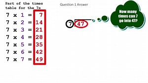 Question #1 from 2022 State 5th Grade Math Test. Animated division explanation.