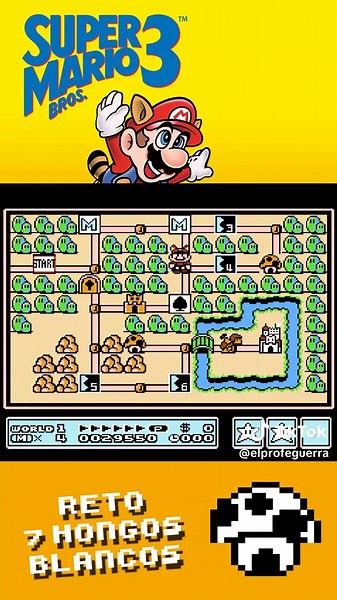 Retos de los 7 hongos blancos de Toad en SMB3