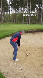 ( SWING SPEED ) #release3 bunker shots . Even when we are in a greenside bunker, it’s still important to swing with a smooth tempo. Fast and jerky swings often make it difficult to control our low point and judge distance well. In this video, we were using a 60 degree and playing to the closest pin, which was only 5 paces onto the green and at the bottom of a downslope . DISTANCE CONTROL 🎯 When controlling distance in bunkers, think about how far you are sending out the sand. If you are looking