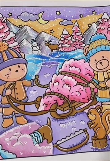 Snowy Mountains Drawing Tutorial: Colour with Me!