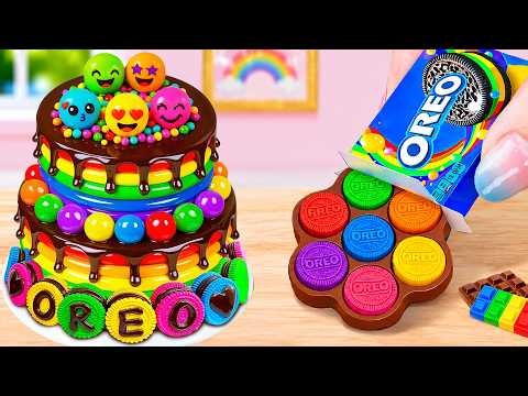 Stunning Rainbow Cake Decorating 🌈 Colorful Emoji Dessert Ideas✨Tiny Treat Creations