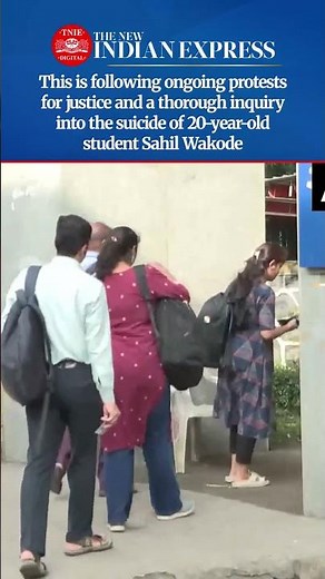 Security arrangements and barricades at IIT Bombay main gate after student suicide justice protests