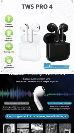 Pro4 Headset Bluetooth TWS Bass Mini Portable Long Battery Life HiFi Stereo Sound Earphone