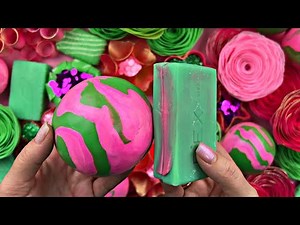 Crushing soap with foam and starch | Clay cracking | Cutting soap cubes | ASMR Video