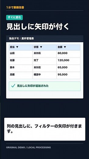 ExcelにCtrl+Shift+Lでフィルターを付ける方法