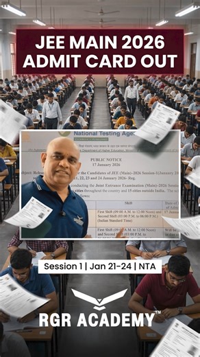 Govindaraj Ramaiah R on Instagram: "🚨 JEE MAIN 2026 ADMIT CARD OUT! 🚨 NTA has officially released the Session-1 Admit Card 📝 📅 Exam Dates: 21, 22, 23 & 24 January 2026 🕘 Shifts: Morning & Evening 📄 Paper: B.E / B.Tech (Paper 1) ⚠️ Important: ✔ Download from official website only ✔ Check exam centre, shift & QR code ✔ Carry the same photo ID used in application 📌 Admit cards for 28 & 29 Jan (B.Arch / B.Planning) will be released soon. 🎯 Don’t panic. Stay focused. 👉 Save this post 👉 Shar