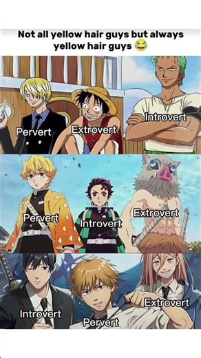 Yellow Hair Anime Characters Be Like 😂 | Introvert vs Extrovert vs Savage