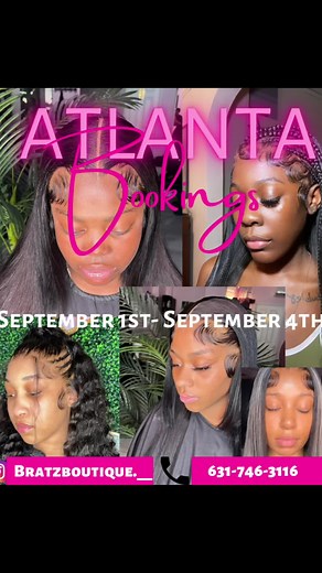 I’m a NYC hairstylist I will be traveling to ATL from Sept 1st -4th tell a friend to tell a friend to book an appointment✨ Text 631-746-3116 or dm me on instagram @bratzboutique.__🦋🗓 #atlhair #atlhairstylist #wiginstalls #nychairstylist #fypシ