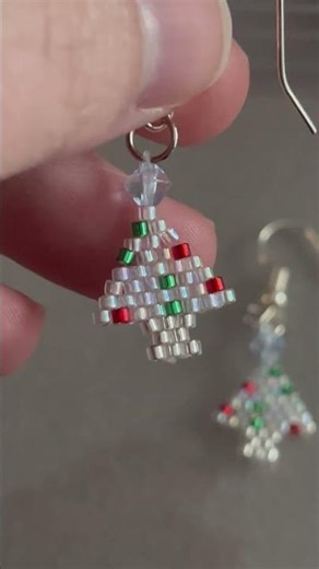 Brick Stitch Crystal Christmas Tree Earrings . Link in Description!