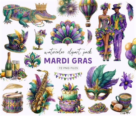 Mardi Gras Clipart – Colorful Festival Collection - Etsy