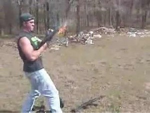Dude Shoots AK 'til it Catches Fire