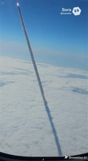 SpaceX rocket seen from an aircraft