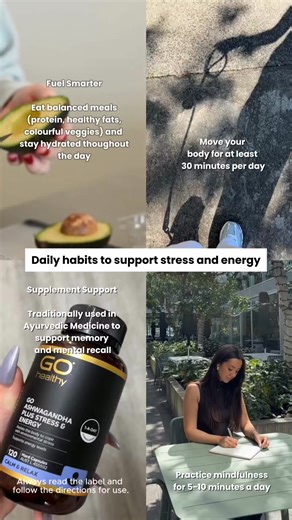 2.4K views · 332 reactions | Fluctuating stress and energy levels are a normal part of life.  The key is finding daily habits that help you maintain balance no matter what the day brings! GO Healthy Australia #ad #stress #energy #dailyhabits | The House Of Wellness | Facebook