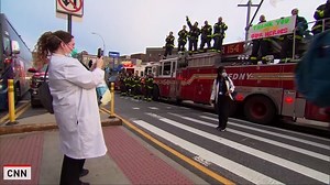 39K views · 460 reactions | Firefighters from at least five FDNY trucks pulled up in front of Elmhurst Hospital in Queens Thursday night to salute and honor front line medical workers at the hospital. | The National Desk - TND | Facebook
