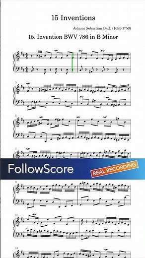 Bach – Invention No. 15 in B minor, BWV 786 (András Schiff) | Sheet Music & Real Recording #shorts
