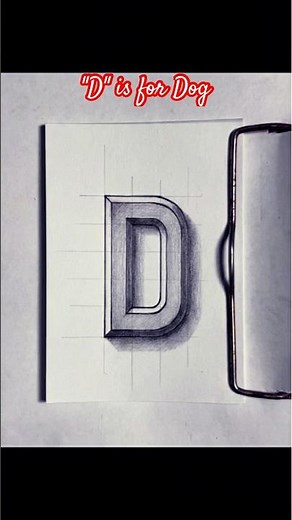3D Letter D Drawing with Pencil & Scale | #shorts