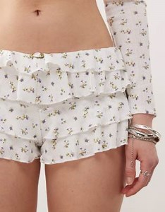 COLLUSION textured floral micro bloomer shorts in white | ASOS