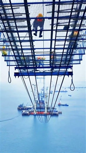 Laying of catwalk surface layer on Xiajin Bridge #technology #bridge #infrastructure