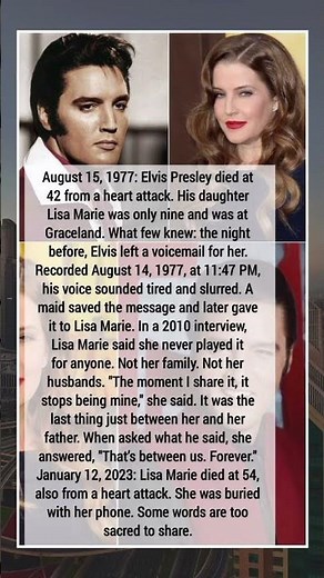 August 15, 1977: Elvis Presley died at 42 from a heart attack. His daughter Lisa