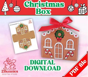 Printable Gingerbread House-shaped Box, Christmas Box, Gingerbread Box, Gingerbread House, Digital Design - Etsy