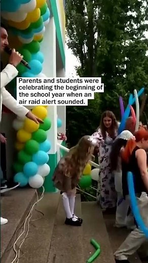 Air raid alert interrupts first day of school for children in Ukraine