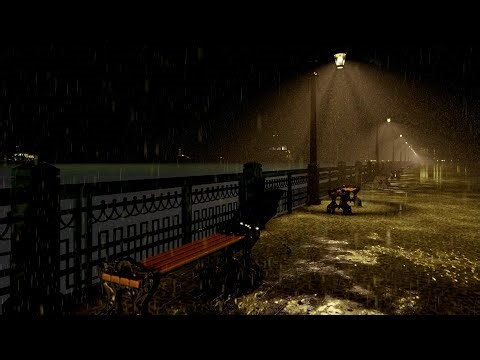 Relaxing Sound of Rain in Foggy Street 8 Hour | Rain on Street | Rain Sounds & Wave Sounds