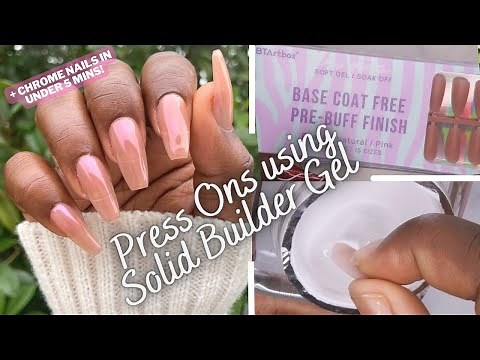 How to Apply Press Ons using Solid Builder Gel | Chrome Nails | BTArtBox Soft Gel Tips | Gel X Nails