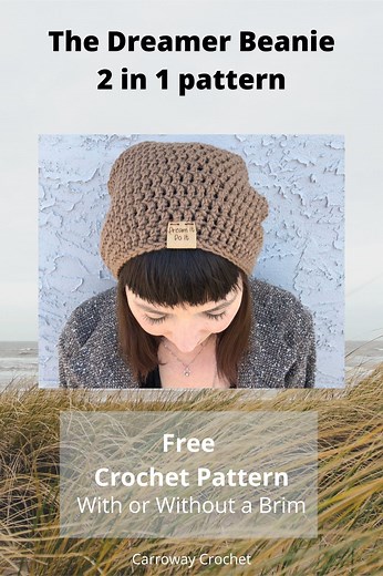 Free Slouchy Beanie Crochet Pattern: The Dreamer Beanie. Blog - Carroway Crochet %