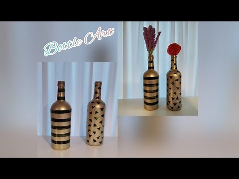 Easy Bottle Art| Bottle Art using spray paint| Glass bottle spray paint art for home décor