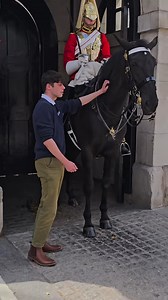 The Blues and Royals encounter the Life Guards- King's Guard off duty visiting one of his favourite horses today at Horse Guards in London #kingsguard #horseguards #london #royalguards #horseguardsparade | Guards Recorder