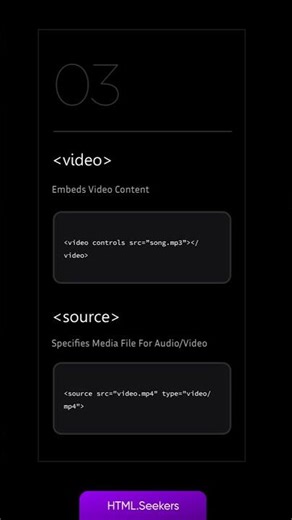 HTML multimedia tags in one cheatsheet 🚀