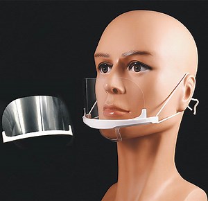 [Hot Item] Reusable Split Type White Holder Plastic Clear Mouth Shield Face Mask for Food Service
