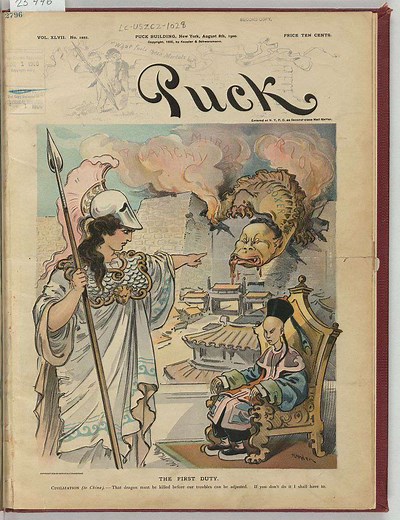 Puck Cartoon of Boxer Rebellion in China