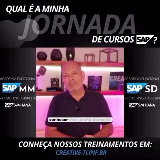 Creative-TI | Experiências SAP on Instagram: "[DICA SAP Para Iniciantes] Quais cursos SAP devo fazer em sequencia, passo a passo? 📘 Passo 1: Fazer um curso SAP Para Iniciantes. O curso SAP Para Iniciantes da Creative-TI foi eleito o melhor curso para iniciantes em sua categoria do Brasil por mais de 5000 depoimentos de alunos em vídeo e texto, já na última versão do SAP, o S/4HANA, com Coaching de Carreira incluso gratuitamente, Certificado, Ambiente SAP para treino, Plataforma de Filmes estilo