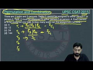 2015 CSAT Permutation and Combination, There are 5 tasks and 5 persons. Tasks-1 cannot be assigned