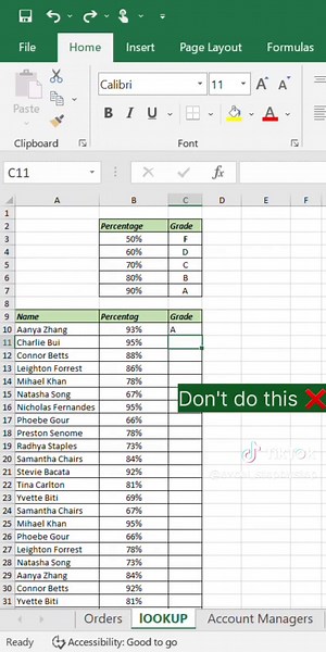 Lookup Function , quick way to grade tge exam 💭👌 #excel #exam #function #trick #excelsheet #tiktok #@tiktok @linkedin