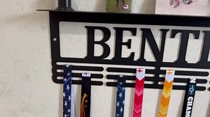 Custom Name Trophy Shelf and Medal Hanger - Medal Holder Custom Text 12 Rungs for Medals & Ribbons Medal Hanger Medal Display Award Display - Etsy