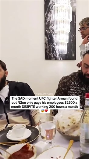 The SAD moment UFC fighter Arman found out N3on only pays his employees $2500 a month DESPITE working 200 hours a month 😨💔 #armantsarukyan #ufc