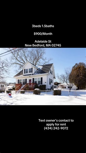 Located in a desirable North End neighborhood, this charming 3-bedroom cape is situated on a large corner fenced in lot complete with a detached two car garage. House Address: 279 Adelaide St New Bedford, MA 02745 3 Beds 2 Baths Type: SingleFamily Date Available: Available For Rent Now Cooling: Central Pets: Allowed Smoking: Allowed Park Garage - 2 Car Garage Laundry: Available Rental monthly: $900 Text owner's contact to apply for rent (434) 242-9072 #ForRent #availablenow #housetour #Trendind 