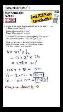 GCSE Maths Higher - Daily Exam Question - Day 24 (Density & Volume)